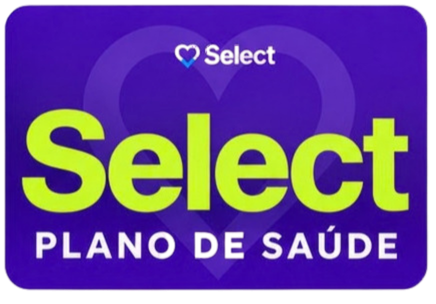 Logo Select Ano de Saúde em fundo roxo